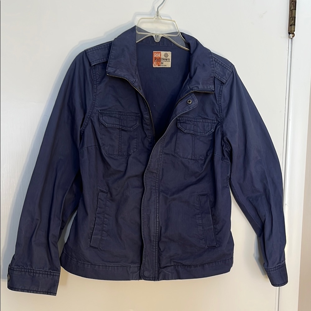 Ruff Hewn Utility Jacket Navy Blue 100% Cotton Sz M